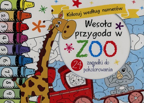Image of Wesoła przygoda ZOO Koloruj według numerów 24 zagadki do pokolorowania
