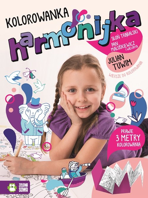 Image of Kolorowanka harmonijka Julian Tuwim Wiersze do kolorowania Słoń Trąbalski. Pań Maluśkiewicz i wieloryb