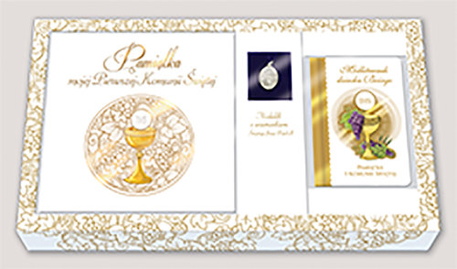 Image of Pamiątka I Komunii Świętej Zestaw Pamiątka / Modlitewnik / Medalik