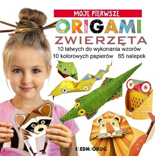 Image of Moje pierwsze Origami Zwierzęta 10 łatwych do wykonania wzorów 10 kolorowych papierów 122 nalepki