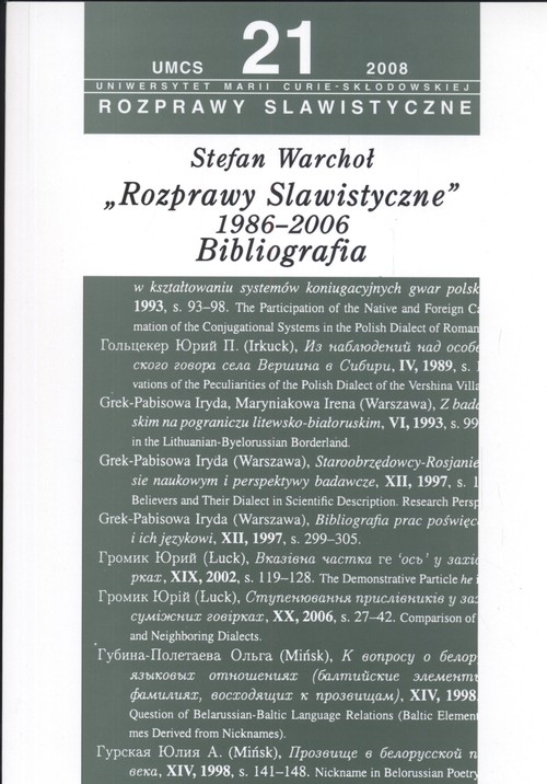 Image of Rozprawy slawistyczne nr 21 1986-06 Bibliografia