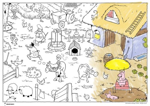 Image of Wiejskie życie Kolorowanka Kolorowanka wielkiego formatu