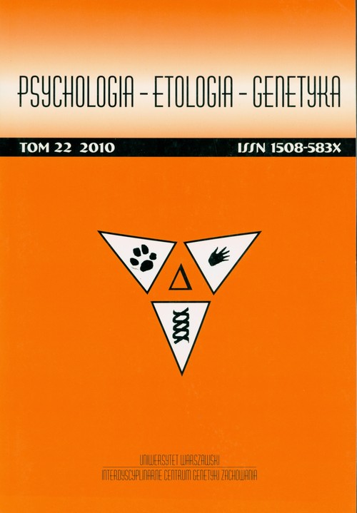 Image of Psychologia Etologia GenetykaTom 22 2010
