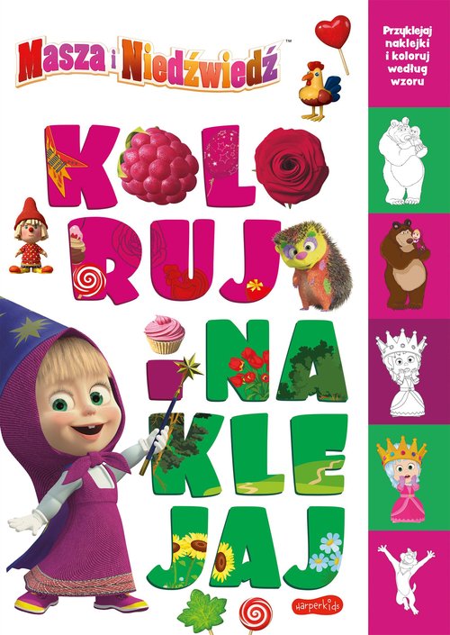 Image of Masza i Niedźwiedź Koloruj i naklejaj 2