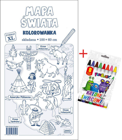 Image of Mapa świata Kolorowanka XL + kredki