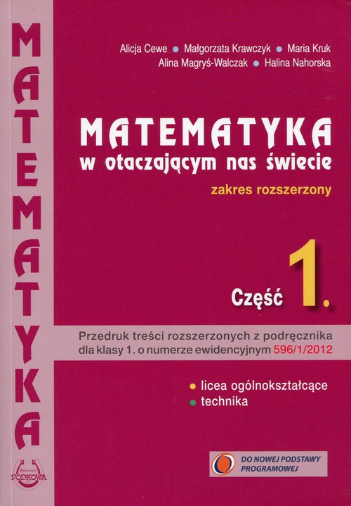 Image of Matematyka w otaczającym nas świecie Część 1 Zakres rozszerzony Szkoła ponadgimnazjalna