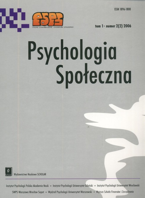 Image of Psychologia społeczna 2(2) 2006