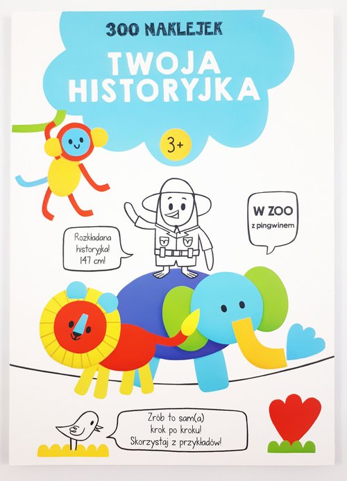 Image of Twoja historyjka W zoo z pingwinem 300 naklejek Wiek 3+ niebieska