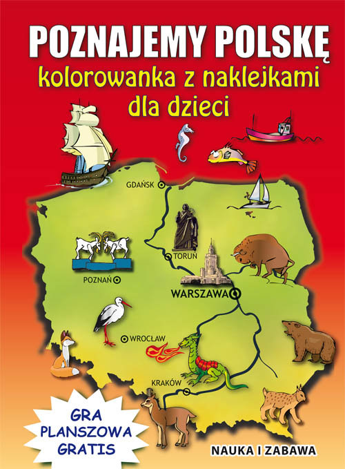 Image of Poznajemy Polskę Kolorowanka z naklejkami dla dzieci Gra planszowa gratis