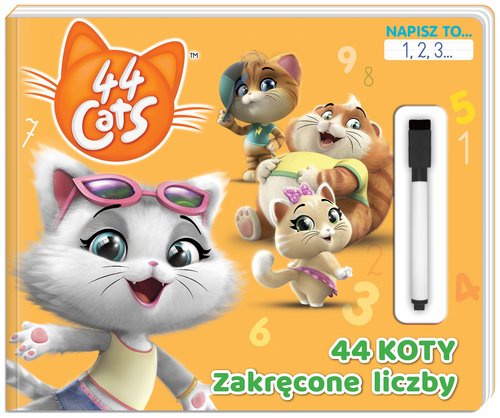 Image of 44 cats. Napisz to… 1,2,3... 44 koty Zakręcone liczby.