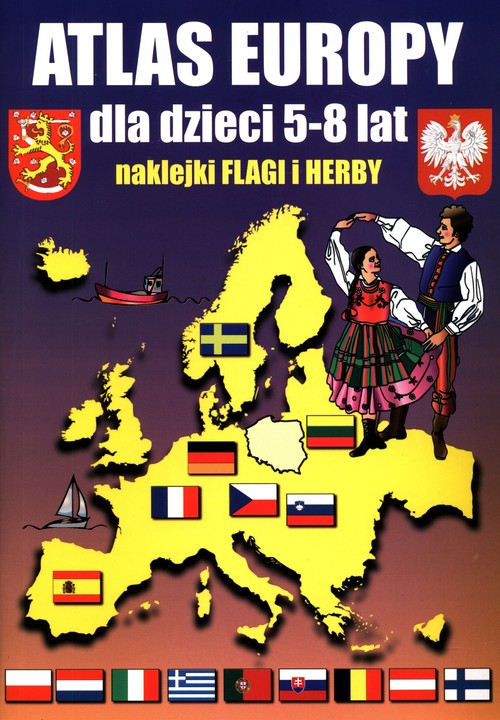Image of Atlas Europy dla dzieci 5-8 lat Naklejki, Flagi, Herby