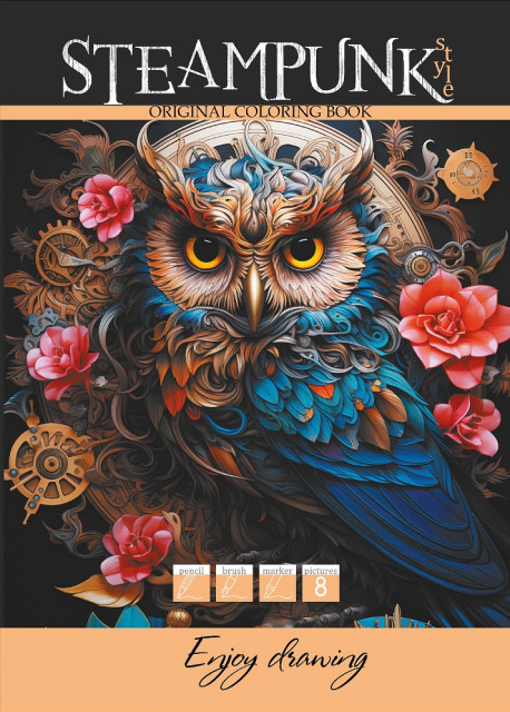 Image of Kolorowanka A4 Steampunk Sowa