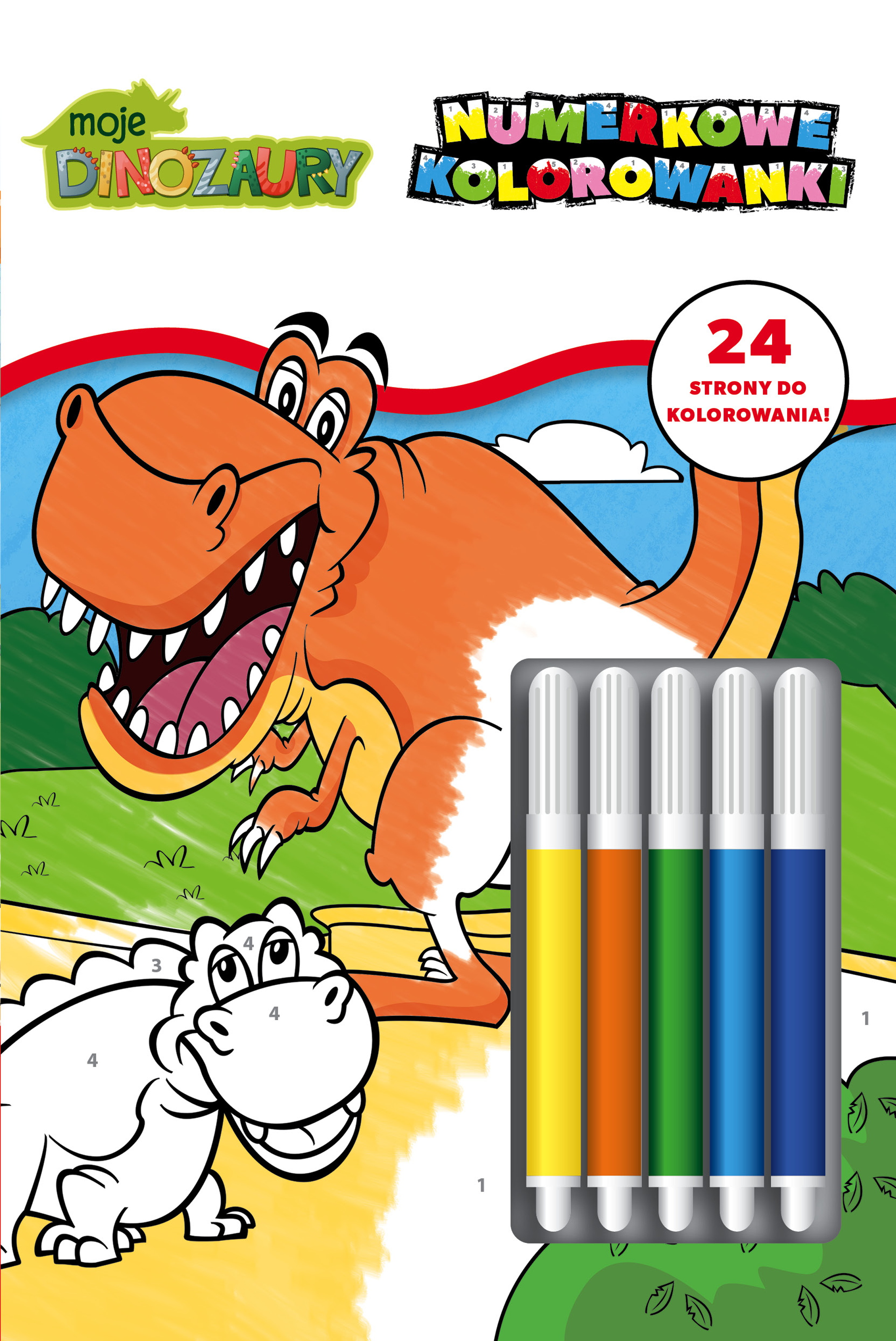 Image of Moje Dinozaury. Numerkowe kolorowanki