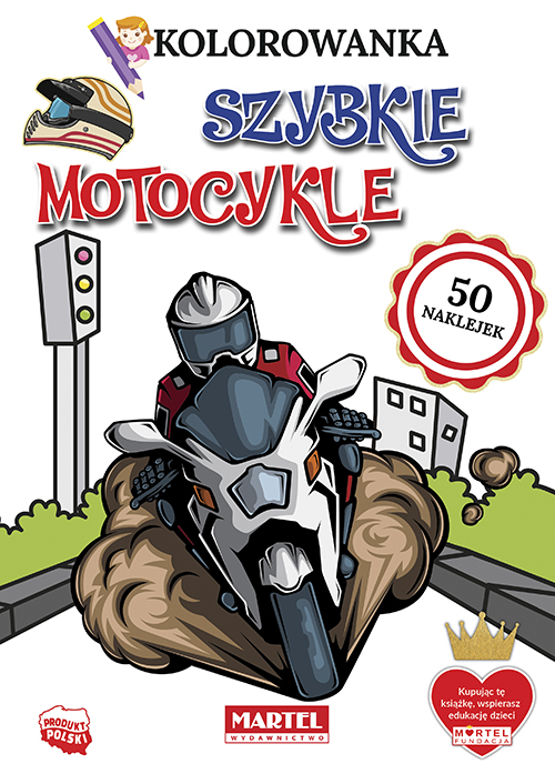 Image of Szybkie motocykle. Kolorowanka z naklejkami