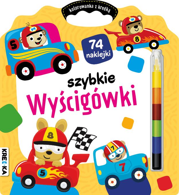 Image of Szybkie wyścigówki. Kolorowanka z kredką