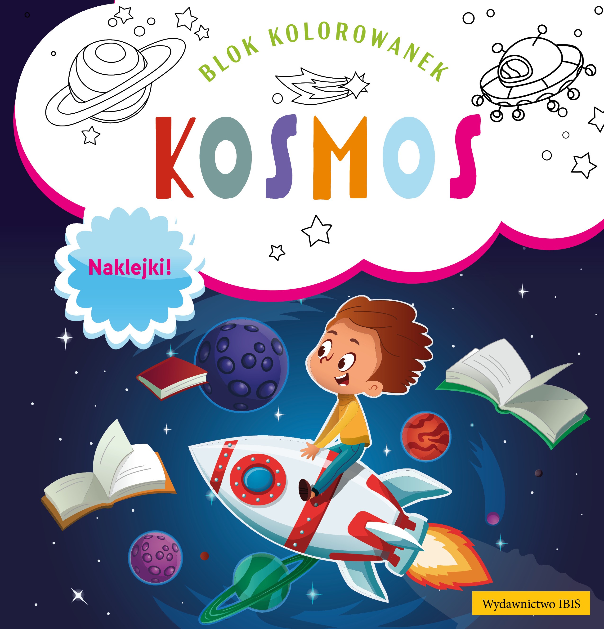 Image of Kosmos. Blok kolorowanek z naklejkami