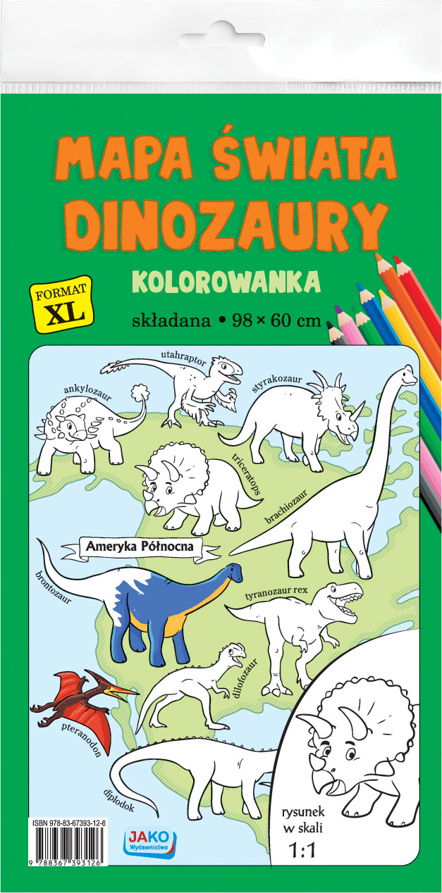 Image of Kolorowanka XL Mapa świata Dinozaury kolor