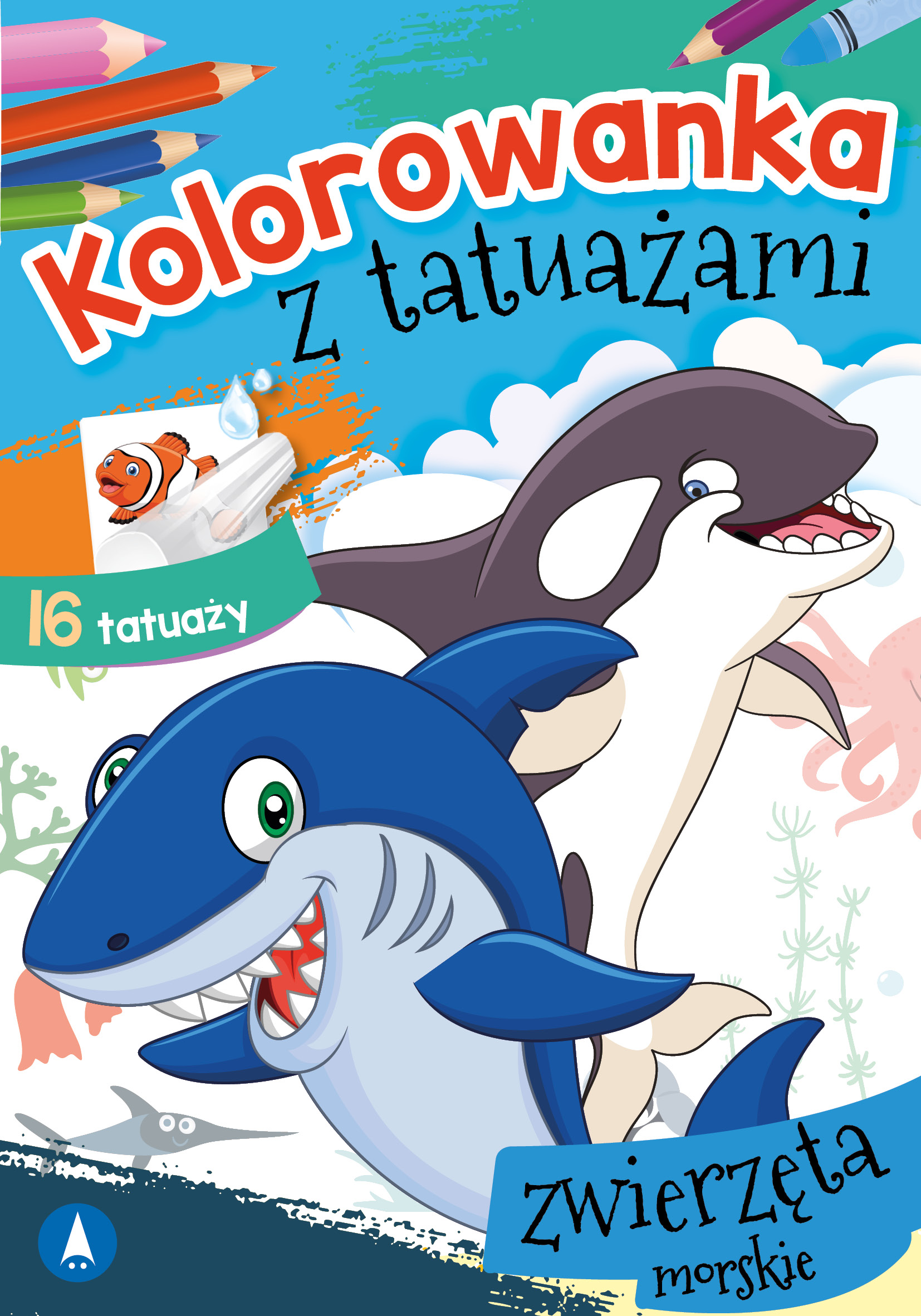 Image of Zwierzęta morskie. Kolorowanka z tatuażami