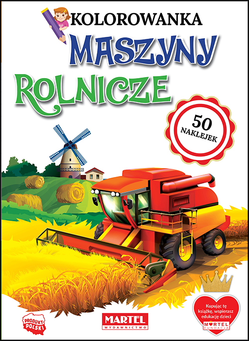 Image of Maszyny rolnicze. Kolorowanka z naklejkami
