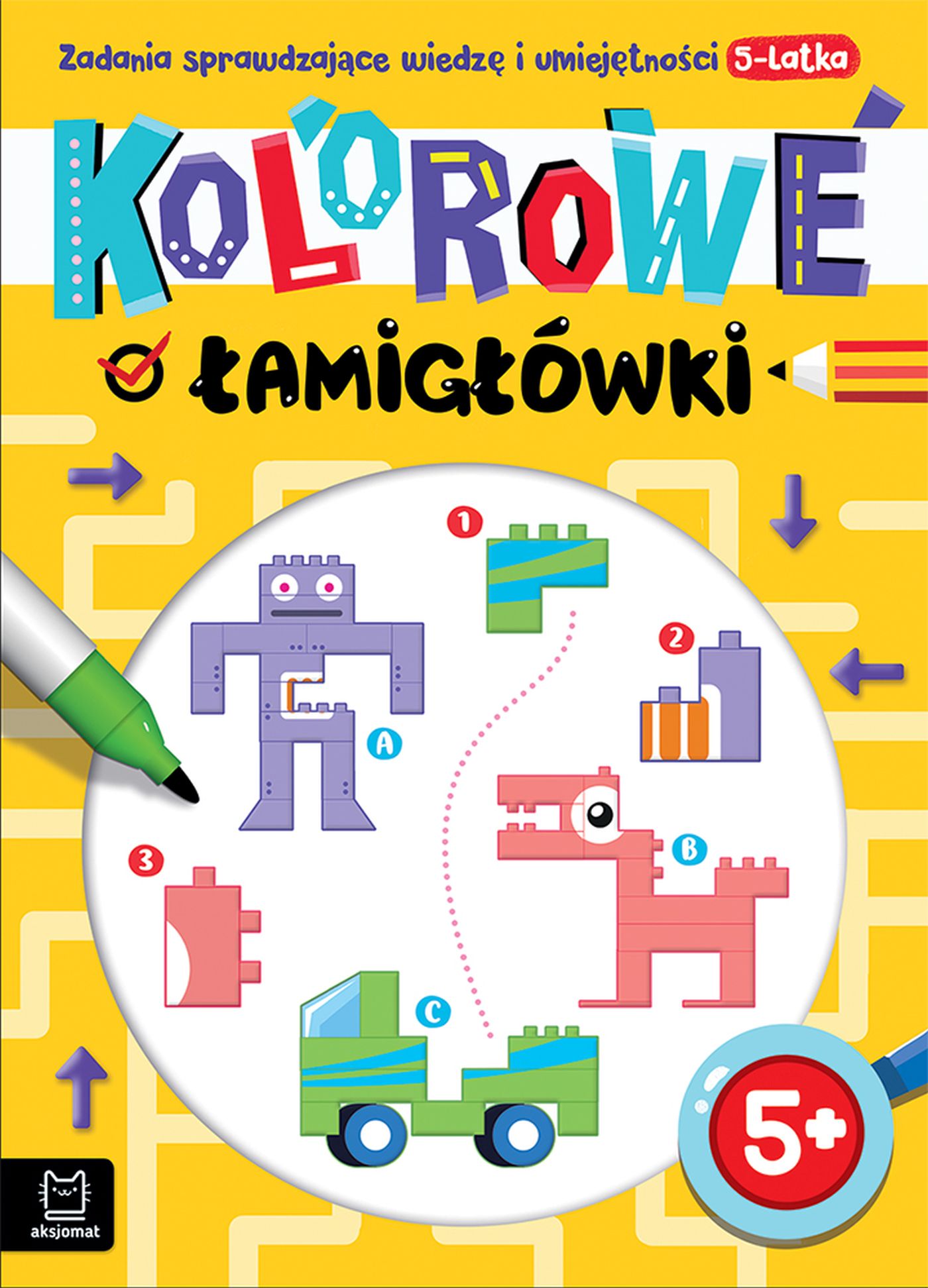 Image of Kolorowe łamigłówki. Zadania sprawdzające wiedzę i umiejętności 5-latka