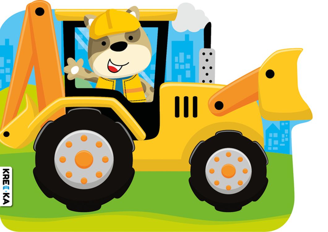 Image of Koparko-ładowarka żółta. Pojazdy dla maluchów. Kolorowanka