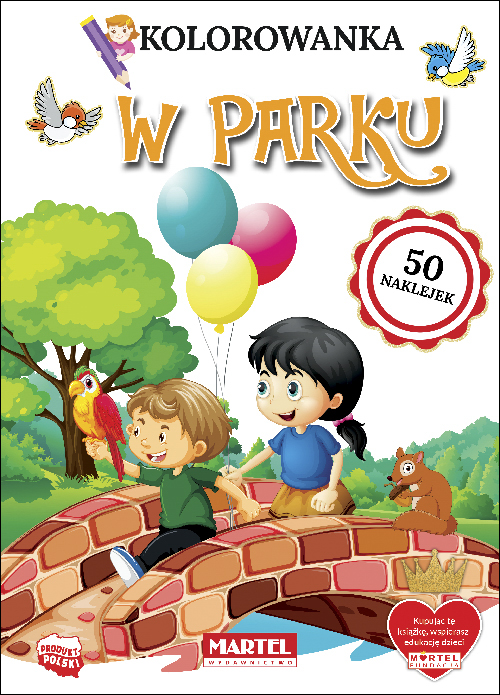 Image of W parku. Kolorowanka z naklejkami