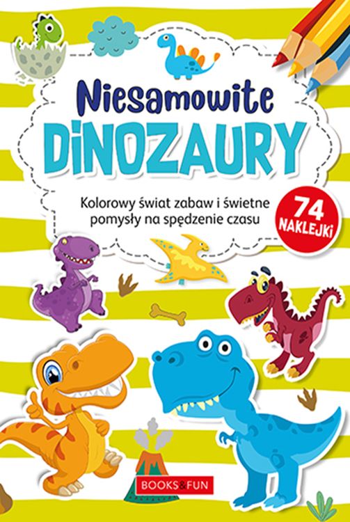 Image of Niesamowite dinozaury plus naklejki. Kolorowanka