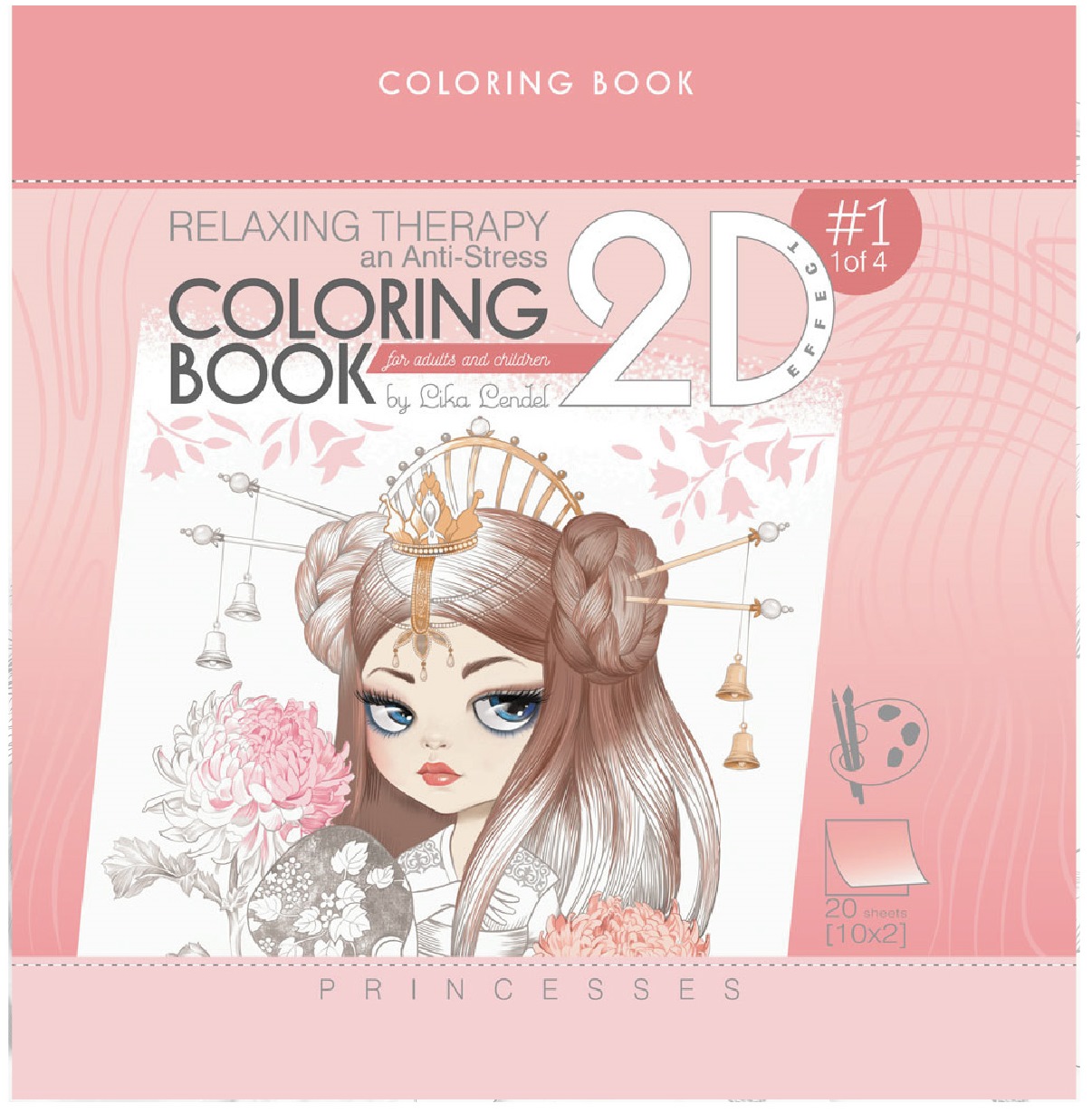 Image of Kolorowanka antystresowa 200x200 20 kartek Usztywniana 2D brokat Princesses