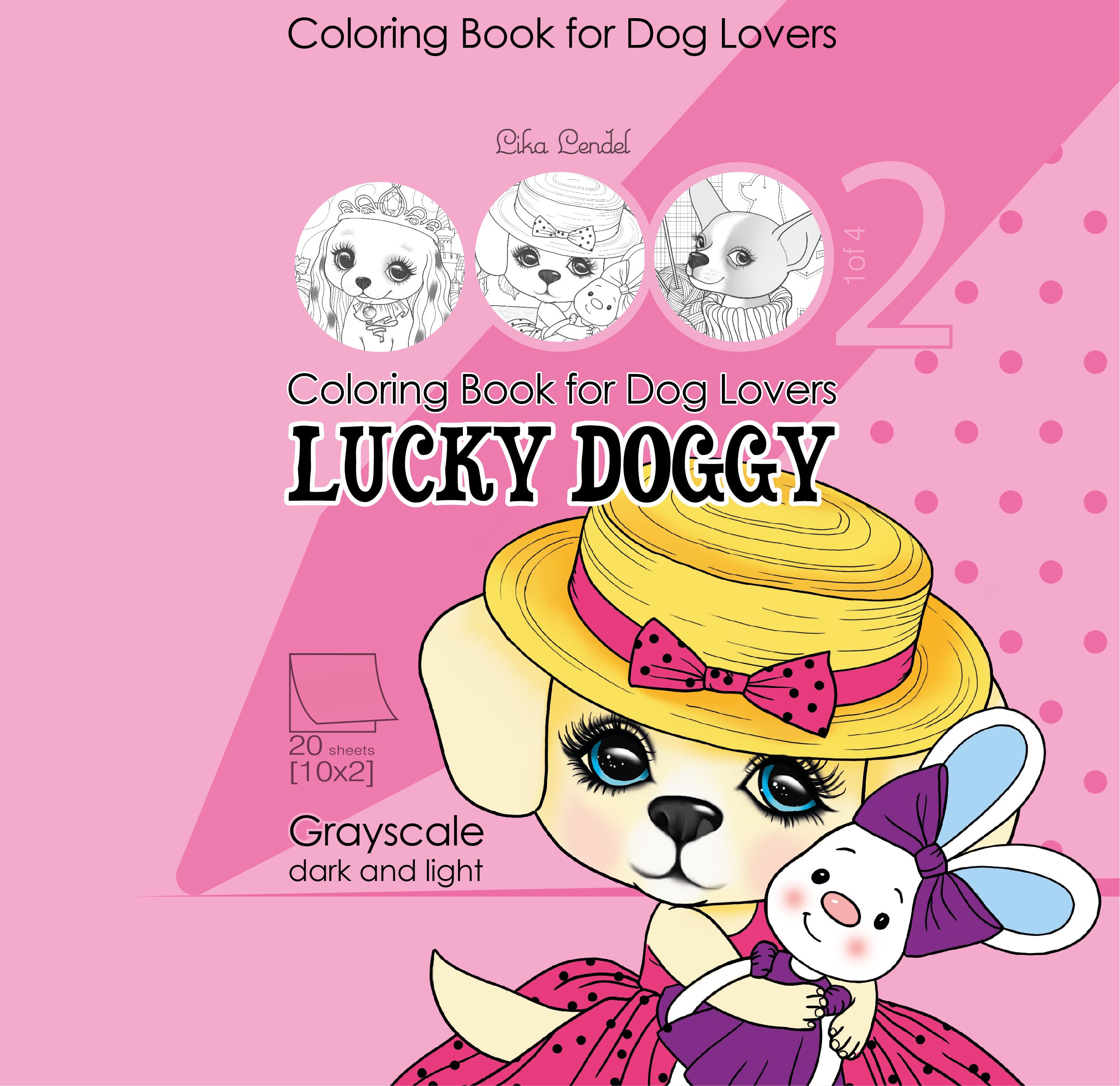 Image of Kolorowanka antystresowa 200x200 20 kartek usztywniana 2D brokat Lucky Doggy 2