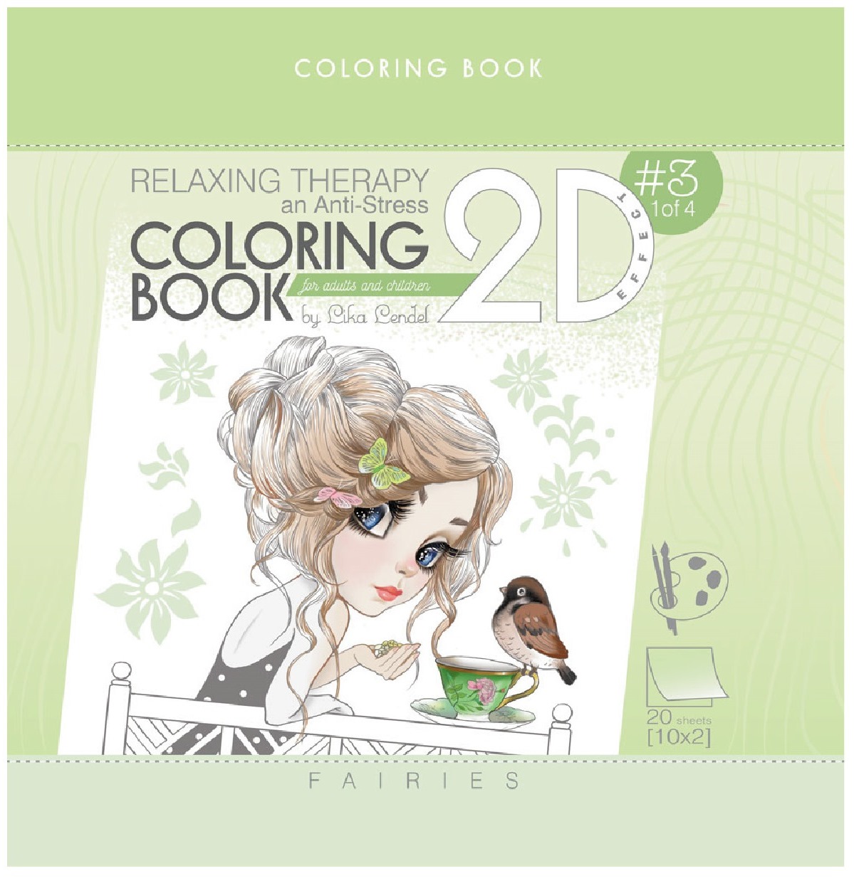 Image of Kolorowanka antystresowa 200x200 20 kartek usztywniana 2D brokat Fairies