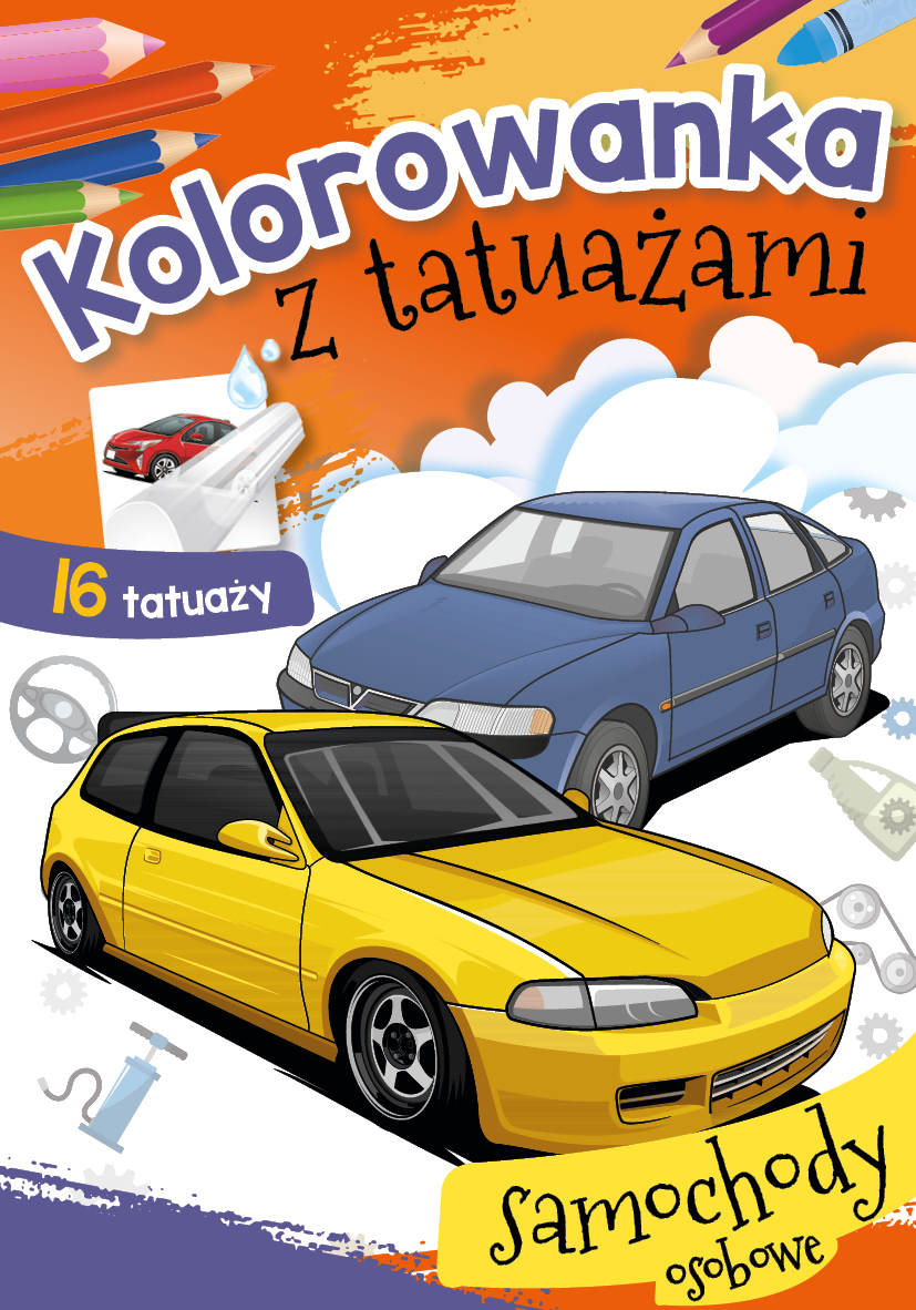 Image of Samochody osobowe. Kolorowanka z tatuażami