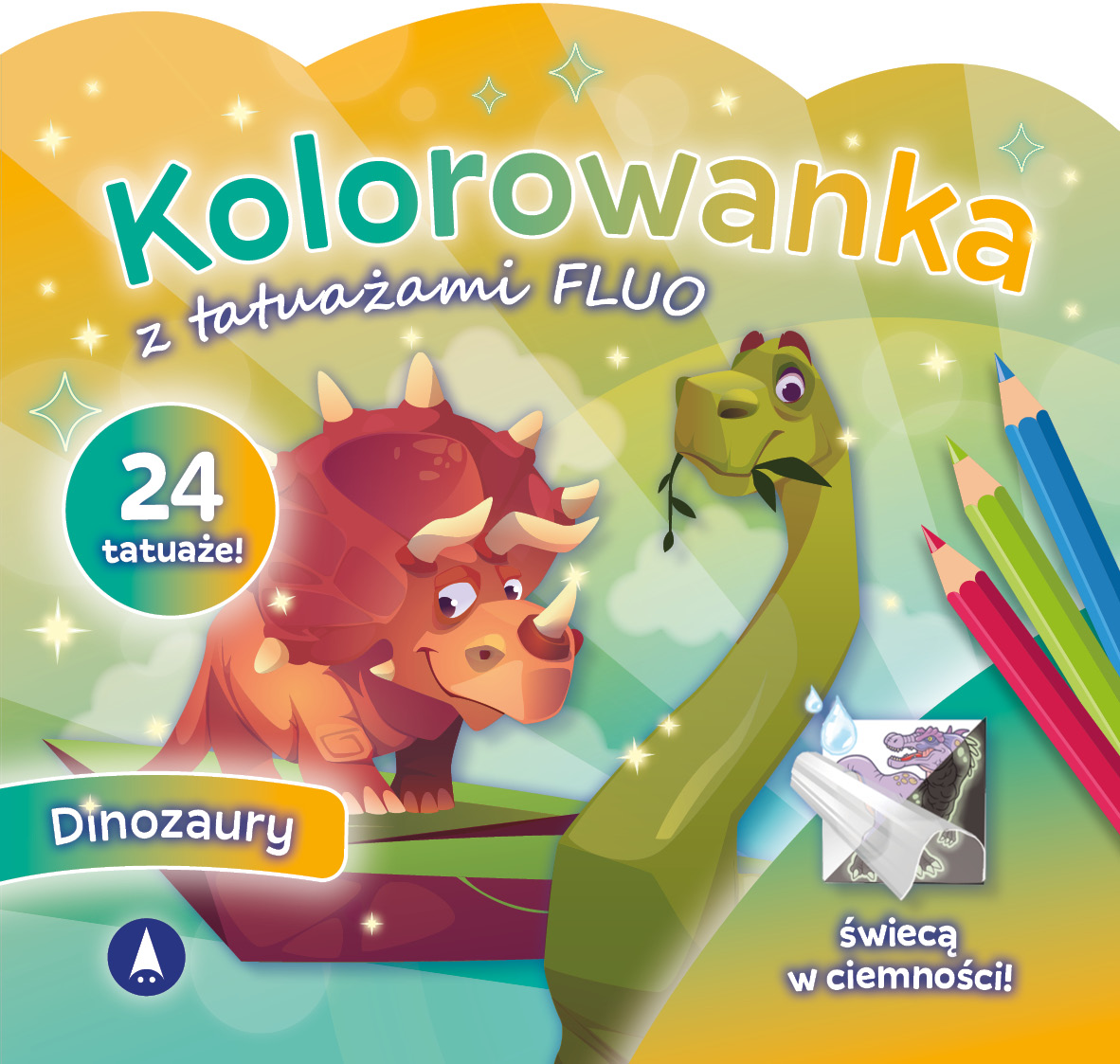 Image of Dinozaury. Kolorowanka z tatuażami FLUO