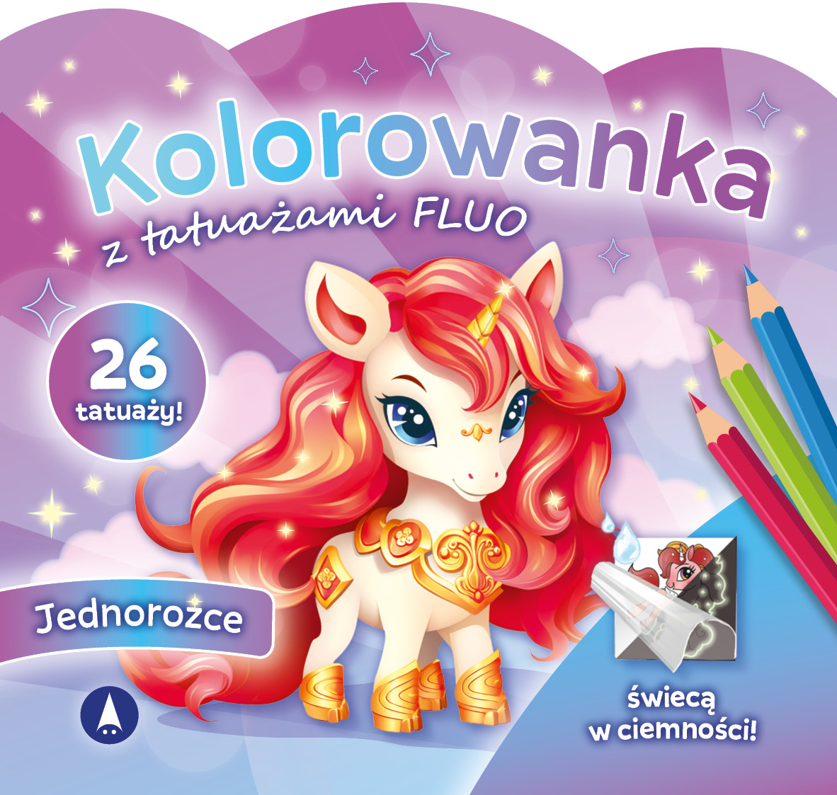 Image of Jednorożce. Kolorowanka z tatuażami FLUO