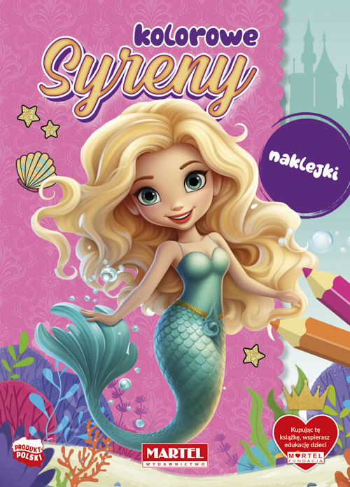 Image of Kolorowe syreny. Kolorowanka z naklejkami