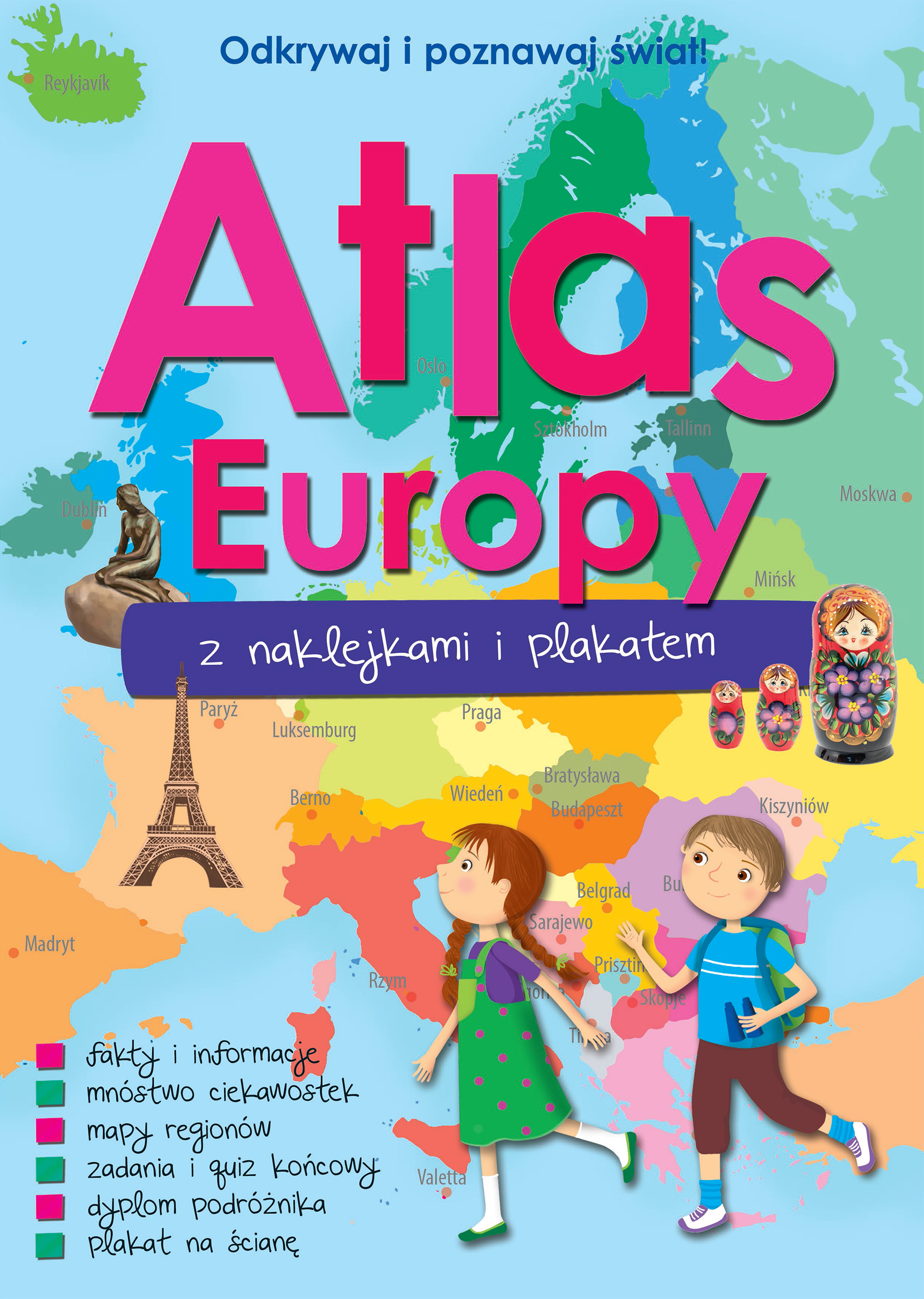 Image of Atlas Europy z naklejkami i plakatem