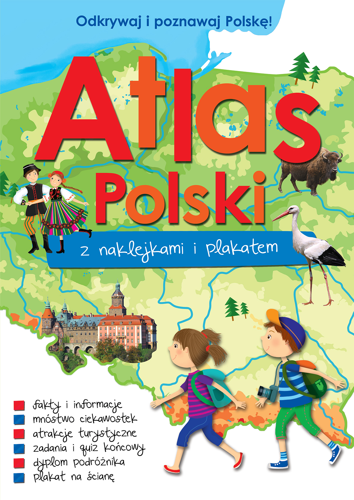 Image of Atlas Polski z naklejkami i plakatem