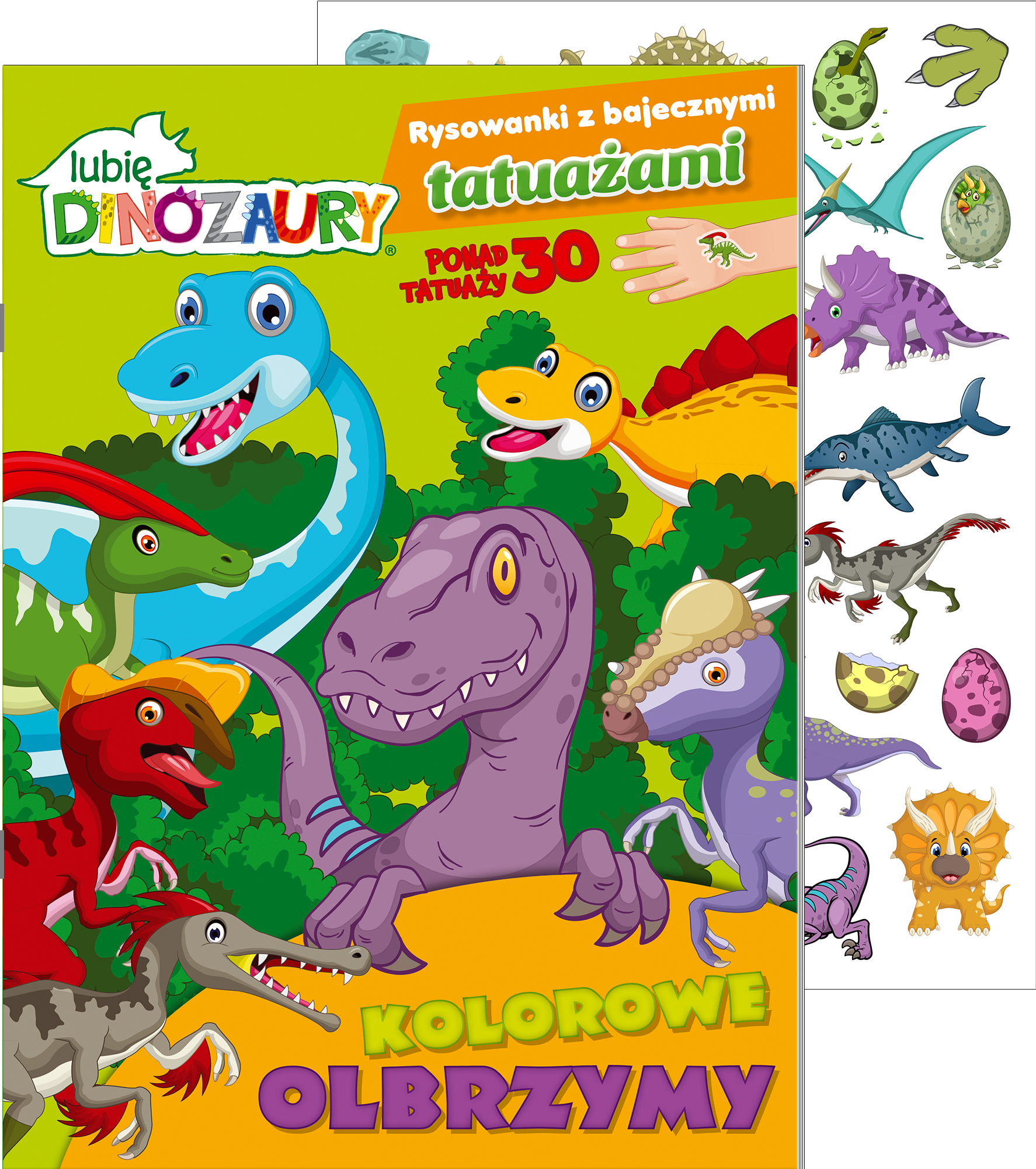 Image of Kolorowe olbrzymy. Lubię Dinozaury. Rysowanki z bajecznymi tatuażami