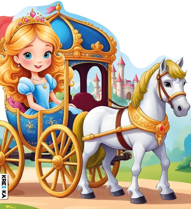 Image of Kareta z księżniczką. Kolorowanka z brokatem