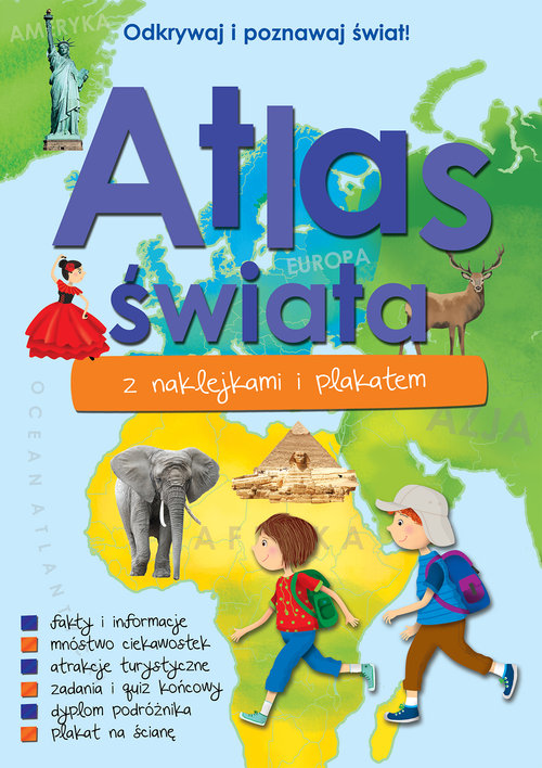 Image of Atlas świata z naklejkami i plakatem