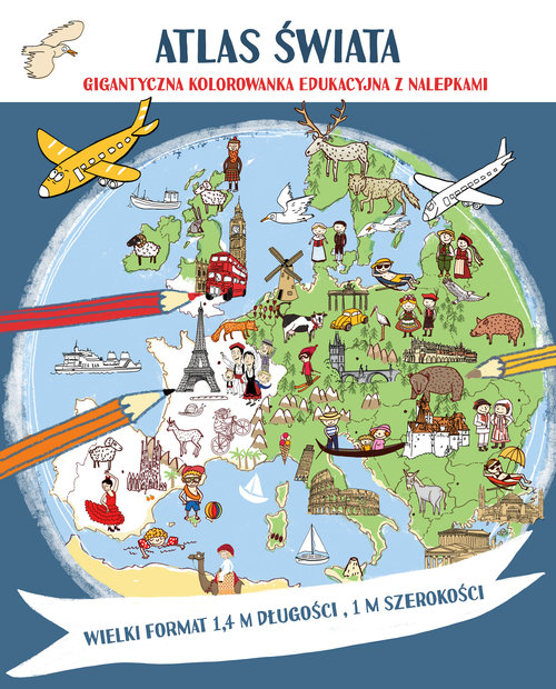 Image of Atlas świata Megakolorowanka edukacyjna z naklejkami