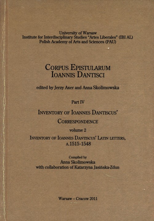 Image of Inventory of Ioannes Dantiscus' Correspondence, part 4, vol. 2
