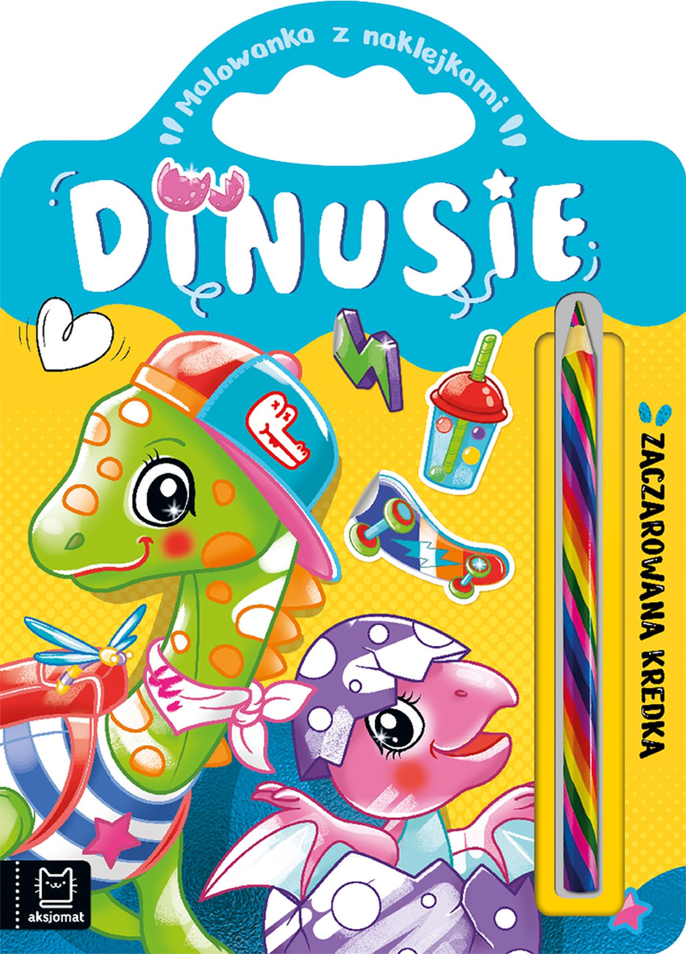 Image of Dinusie. Zaczarowana kredka. Malowanka z naklejkami