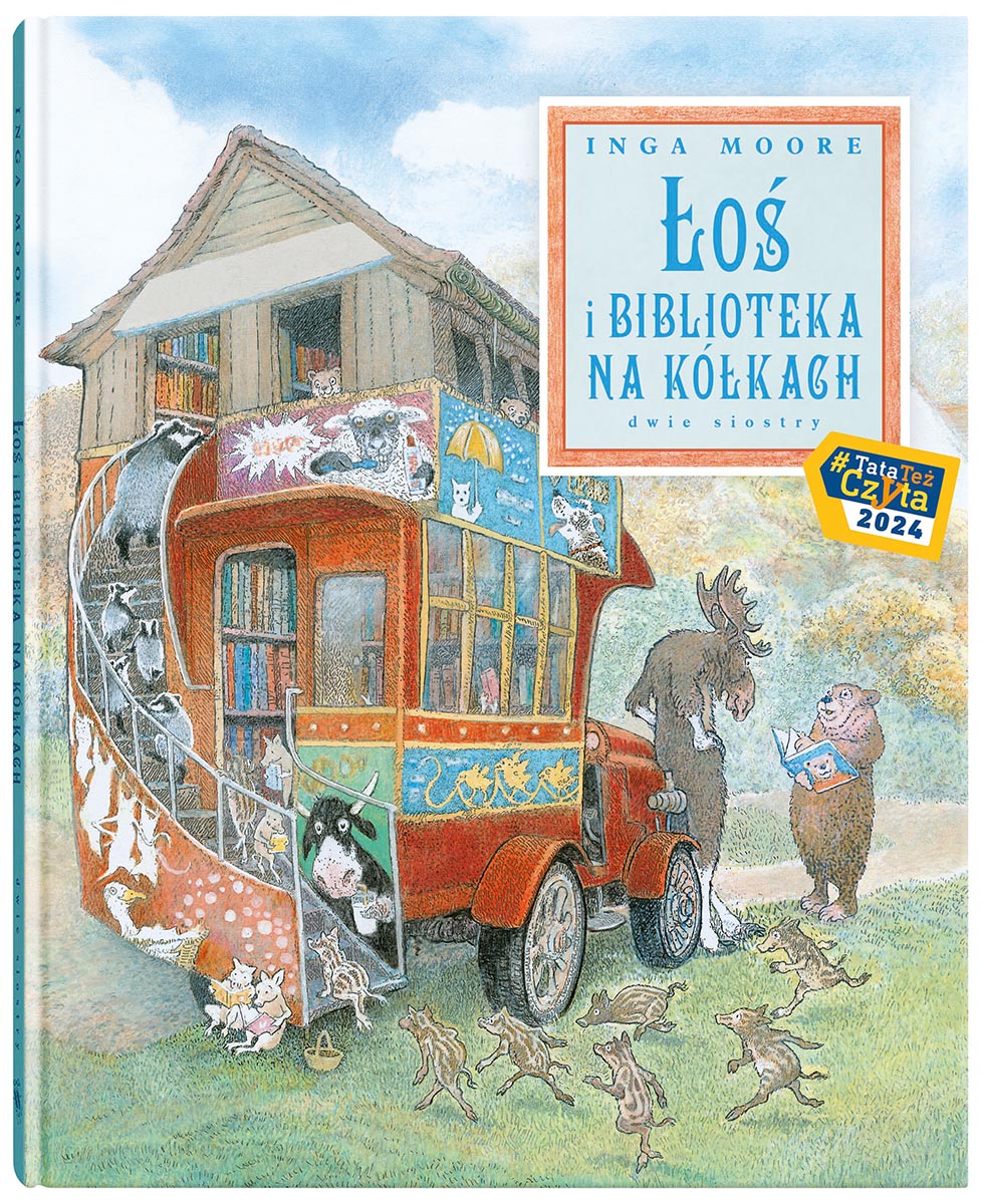 Image of Łoś i biblioteka na kółkach