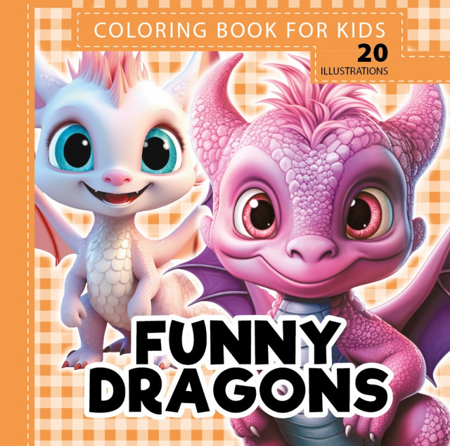 Image of Kolorowanka usztywniana Funny dragons Śmieszne smoki pomarańcz