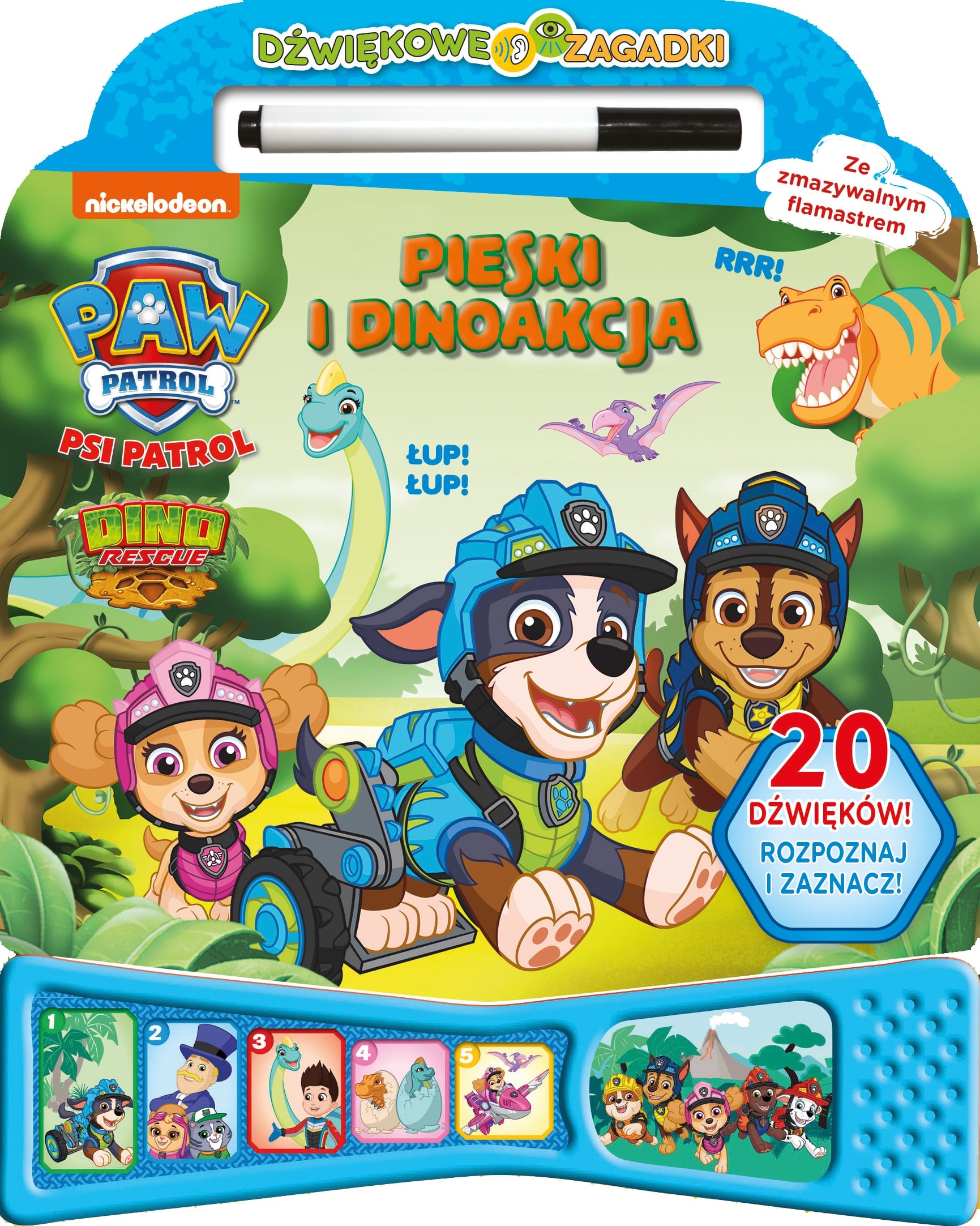 Image of Pieski i dinoakcja. Dźwiękowe zagadki. Psi Patrol