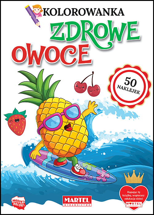 Image of Zdrowe owoce. Kolorowanka z naklejkami