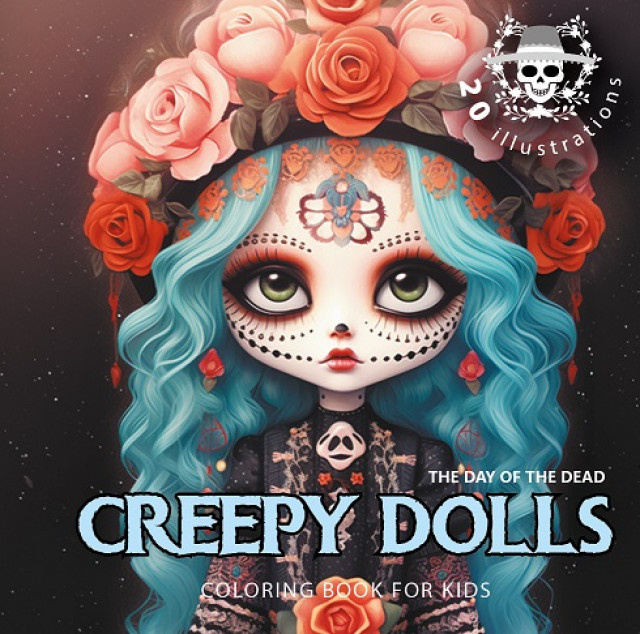Image of Kolorowanka usztywniana Creepy Dolls Upiorne laleczki niebieska