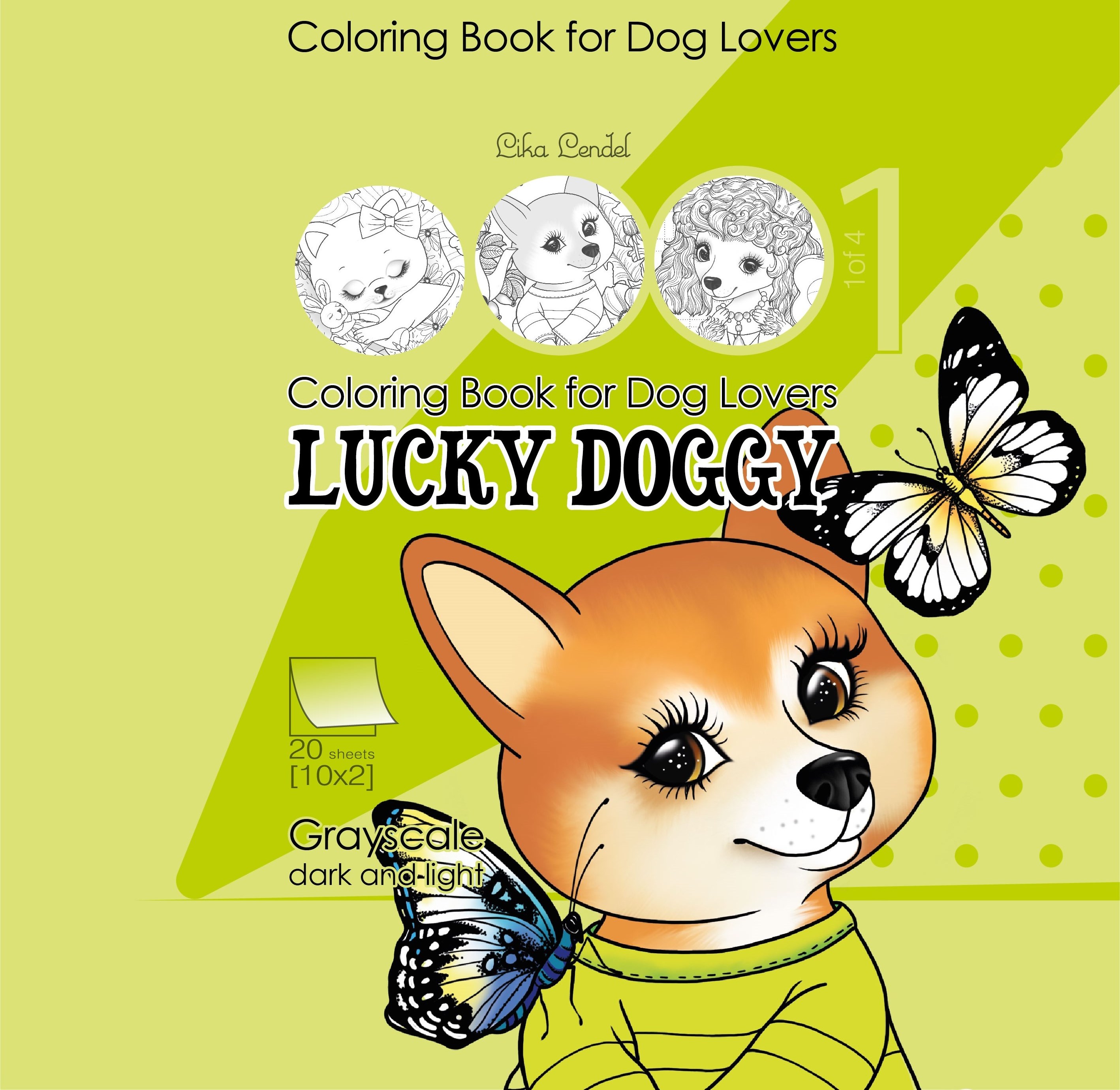 Image of Kolorowanka antystresowa 200x200 20 kartek usztywniana 2D brokat Lucky Doggy 1