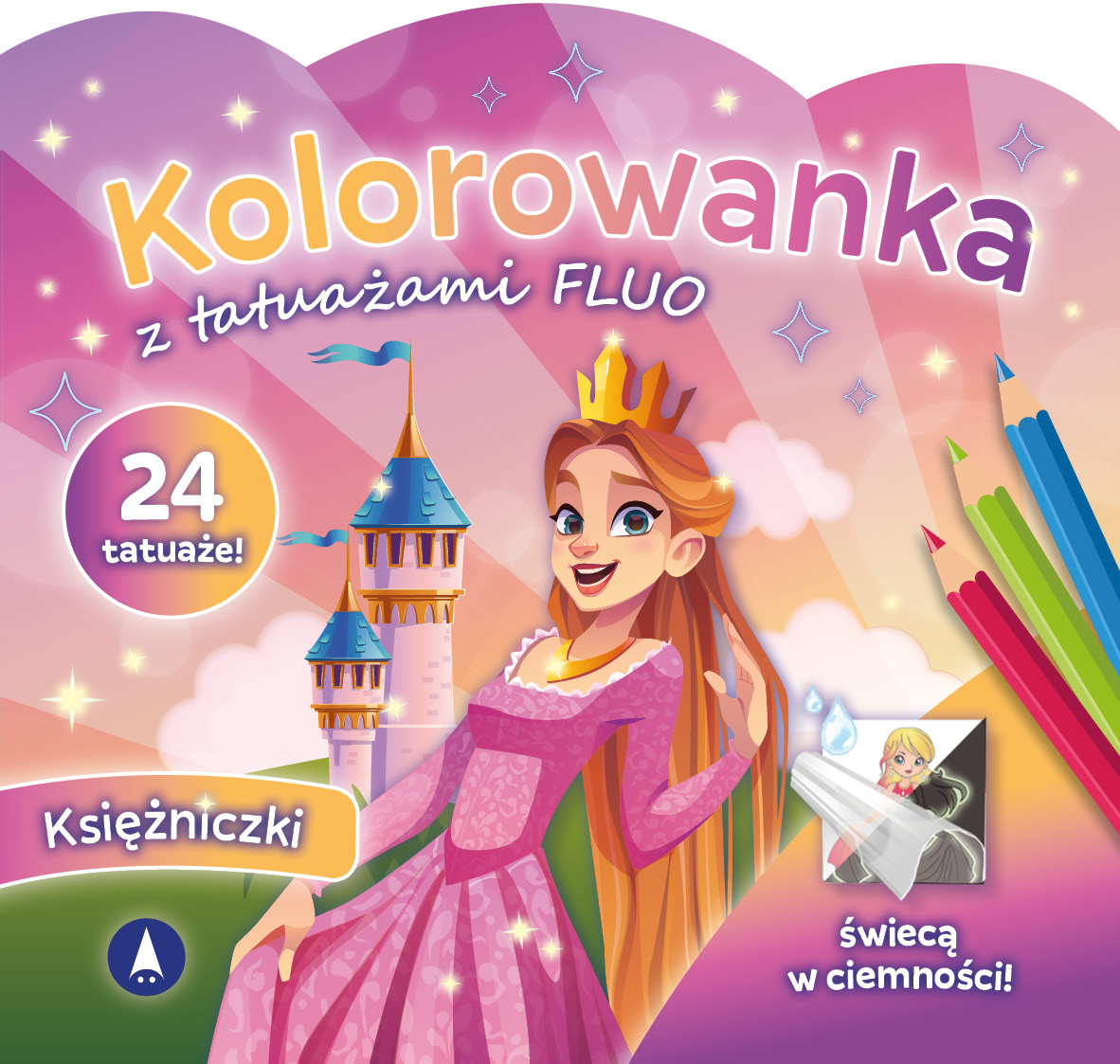 Image of Księżniczki. Kolorowanka z tatuażami FLUO