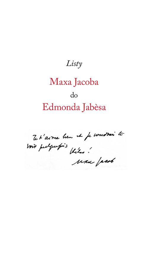 Image of Listy Maxa Jacoba do Edmonda Jabesa